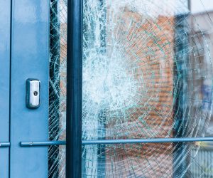 Broken glass front door